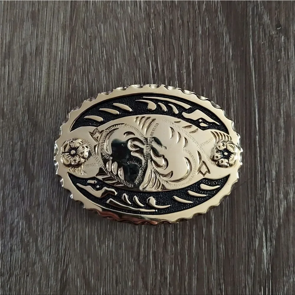 Vintage Gold and Black Southwest Oval Belt Buckle
